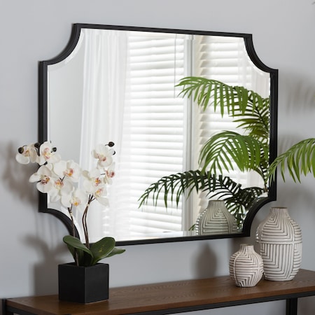 Baxton Studio Parcenet Modern Black Finished Metal Accent Wall Mirror 224-12931-ZORO